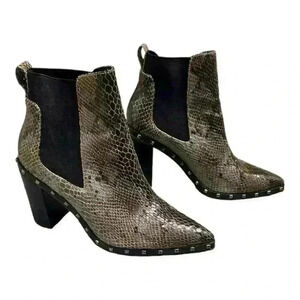 CHARLES BY CHARLES DAVID Duke Snakeskin Pattern Stud Detail Boots, Size 6.5